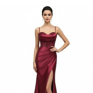 New Sheath Sleeveless Luxury Evening Dress w/ Pleated Sweetheart Neck TC TL3048L